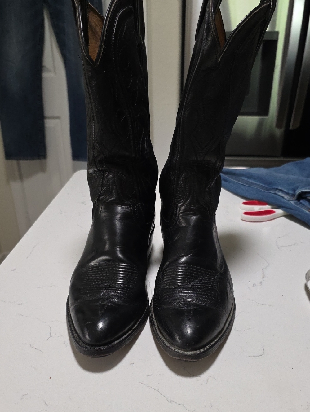 Don Post Classic Black Leather Cowboy Boots Size 10.5 D